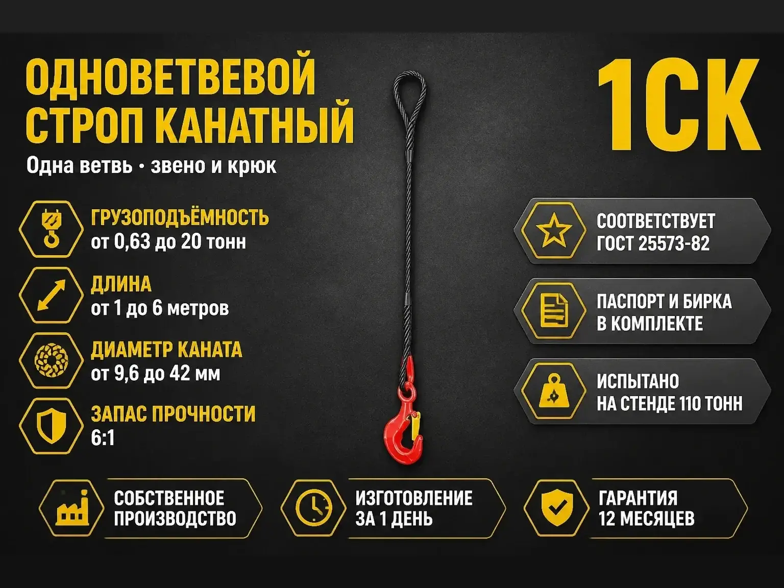 1СК - Одноветвевой строп канатный