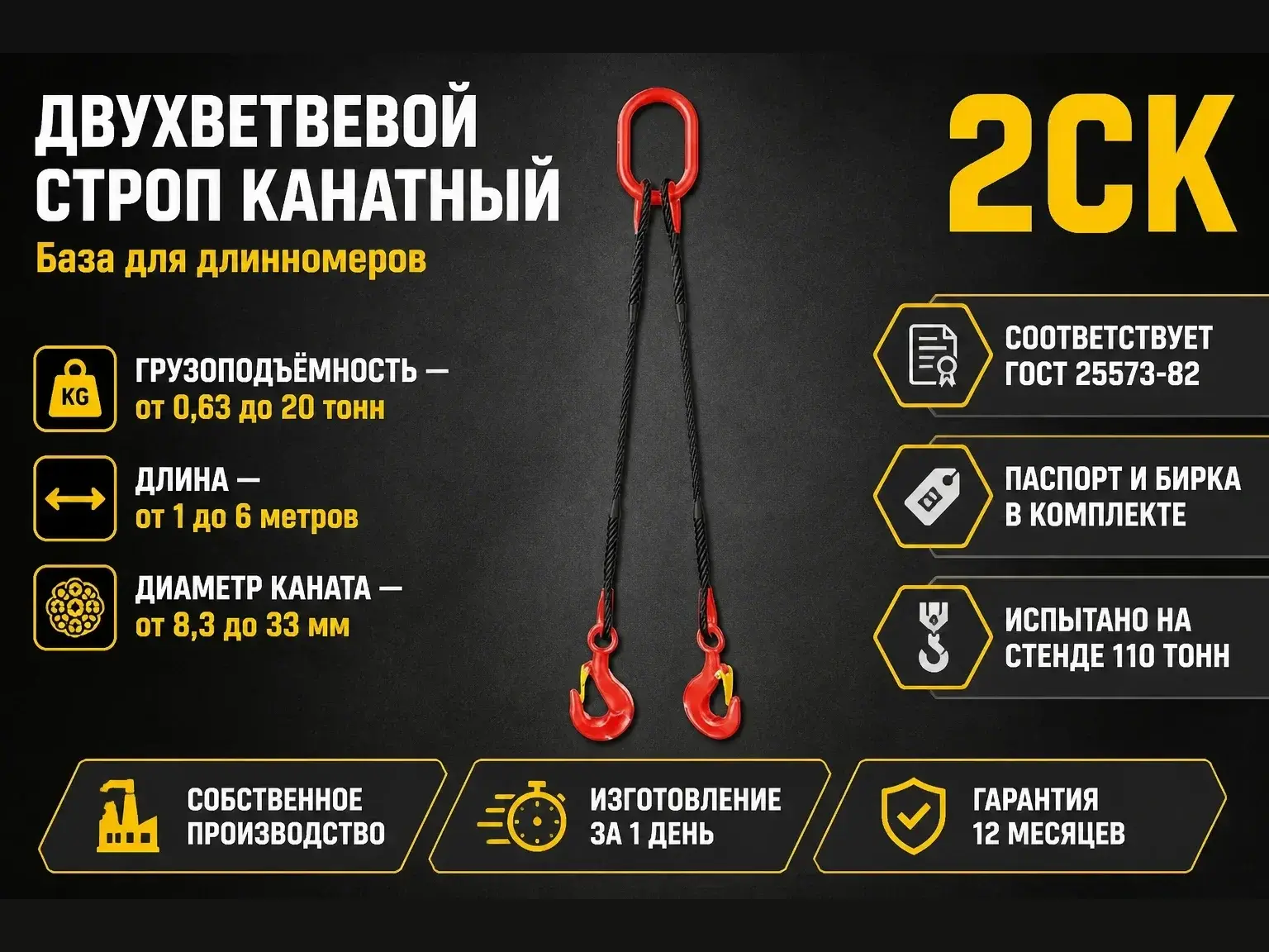 2СК - Двухветвевой строп канатный