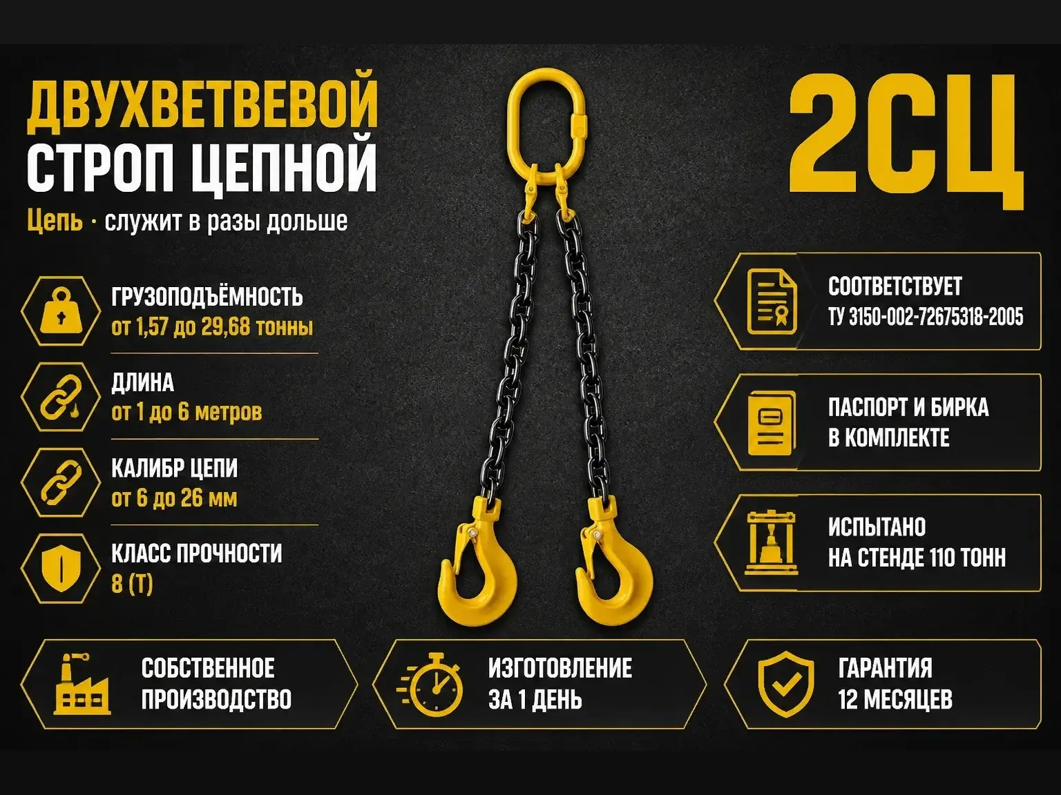 2СЦ - Двухветвевые стропы цепные