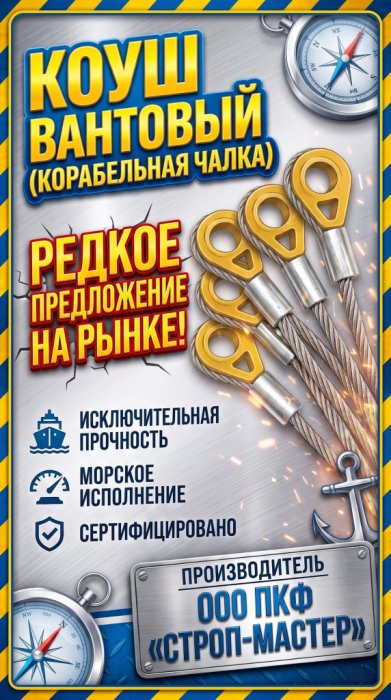 Редкое предложение на рынке! Коуш вантовый (корабельная чалка)
