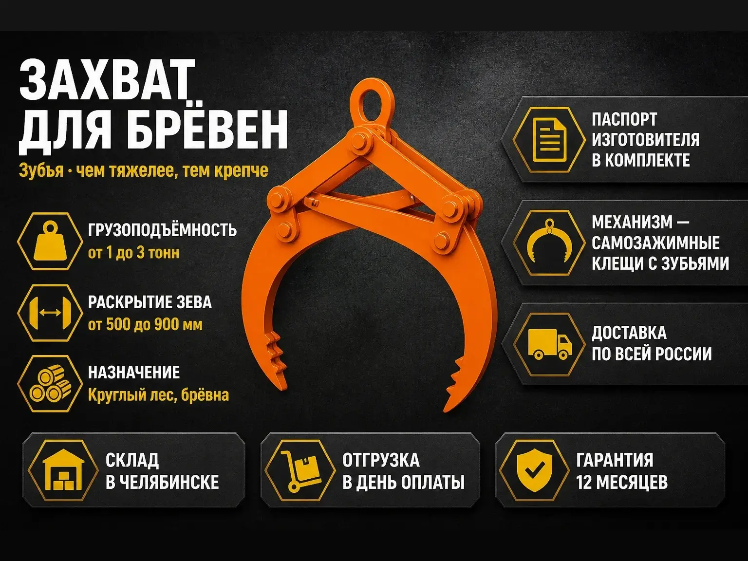 Захват для бревен